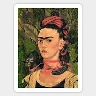 Self Portrait with Monkey by Frida Kahlo Sticker